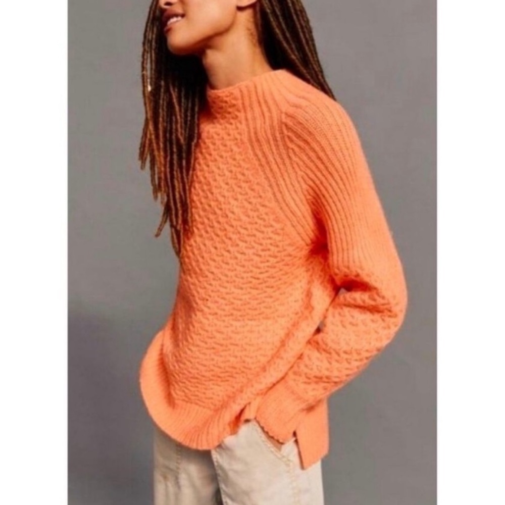 Anthropologie Bia Mock Neck Peach Orange Mock Neck Sweater in Medium